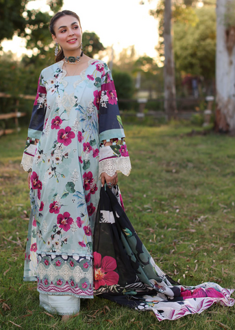 ELAF PRINT CHIKANKARI ECK-01B- AQUABELLA