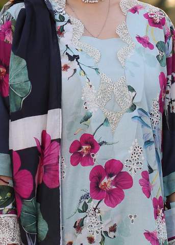ELAF PRINT CHIKANKARI ECK-01B- AQUABELLA