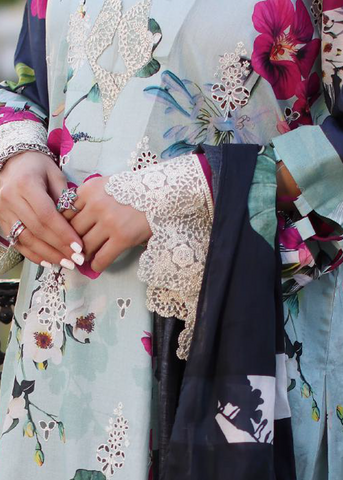 ELAF PRINT CHIKANKARI ECK-01B- AQUABELLA