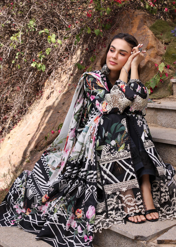 ELAF PRINT CHIKANKARI ECK-02A- NOIREE