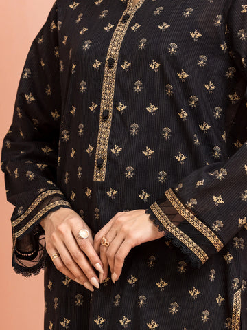 EDENROBE-M3-110-Unstitched Balck Printed Khaddar 3 Piec