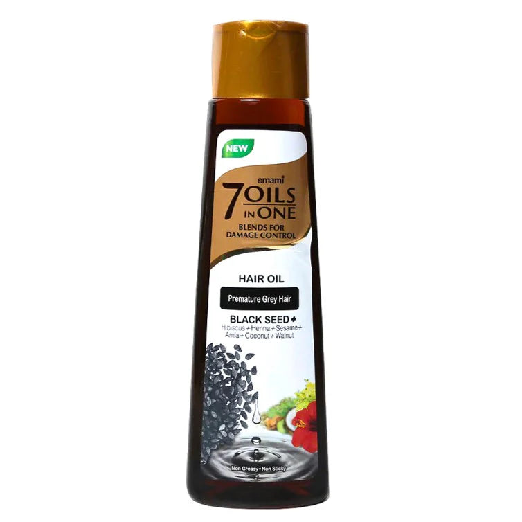 EMAMI 7OILS IN ONE BLENDS FOR FAMGE CONTROL HAIR OIL BLACK SAEED + 100ML