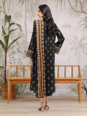 EDENROBE-M3-078-Unstitched Black Printed Khaddar 3 Piece -