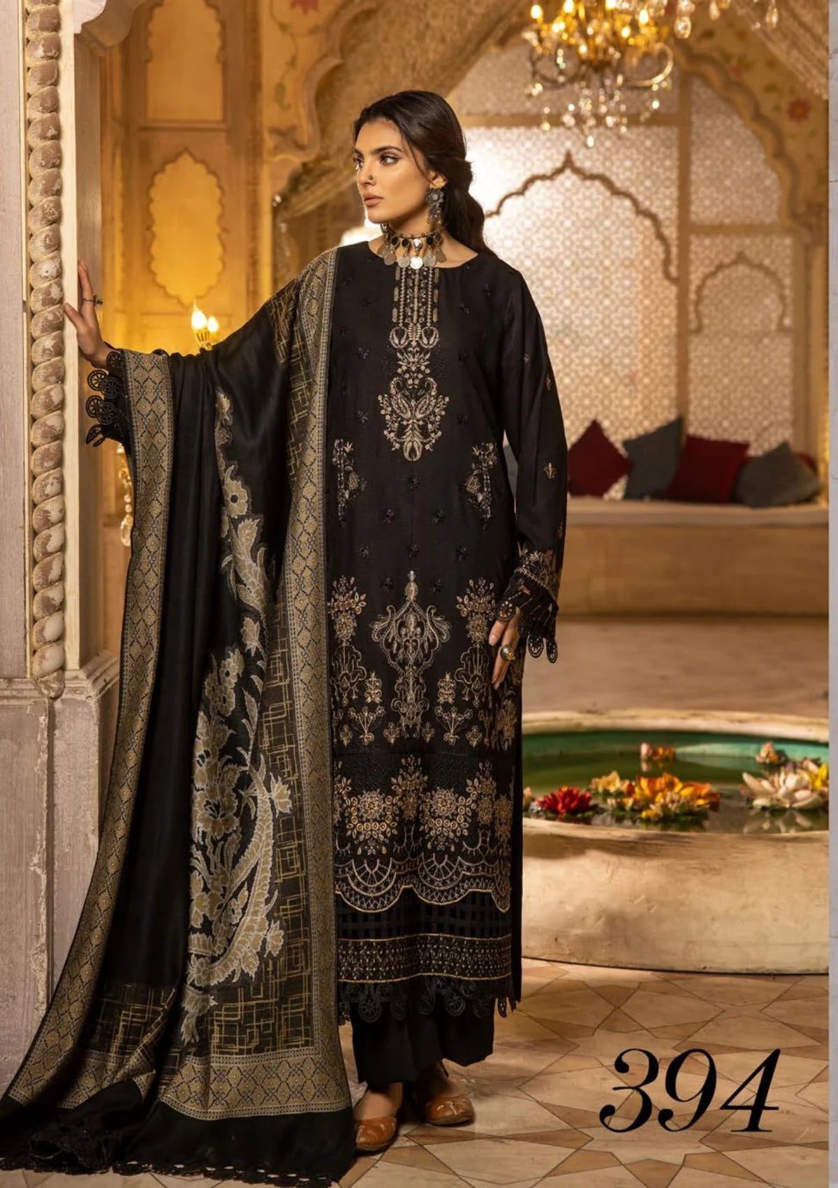 SHAISTA SAMI PEACH EMBROIDERED COLLECTION D-394