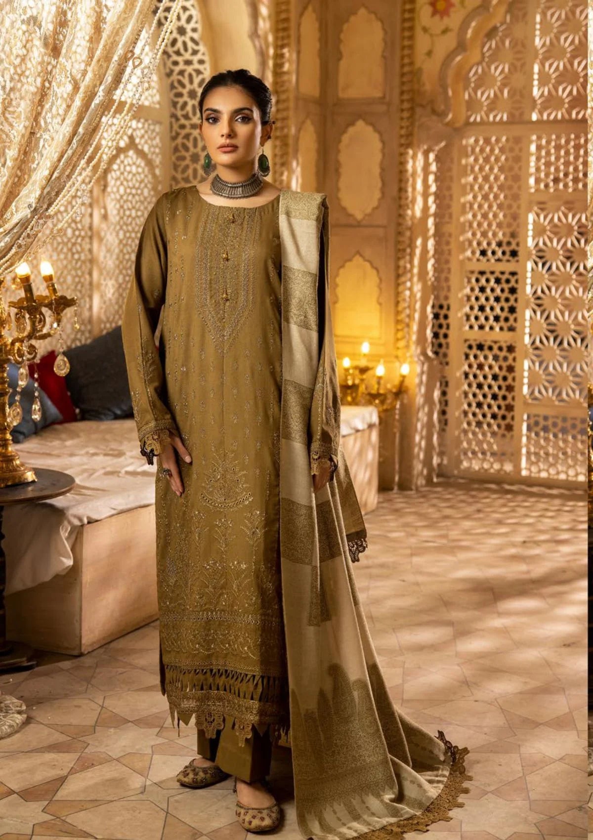 SHAISTA SAMI PEACH EMBROIDERED COLLECTION D-398