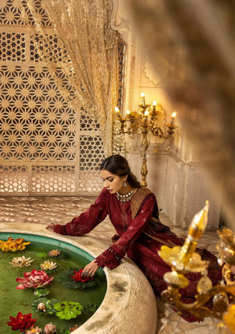 SHAISTA SAMI PEACH EMBROIDERED COLLECTION D-399