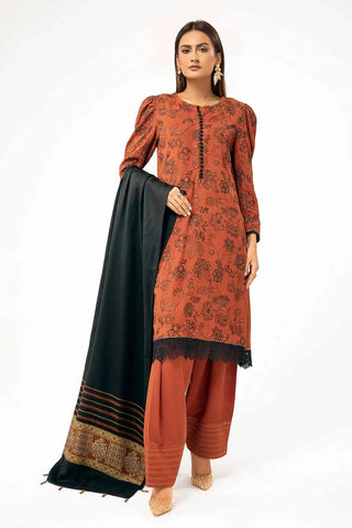 GUL AHMED -3 Piece Unstitched Embroidered Karandi Suit with Pashmina Suit AP-42001