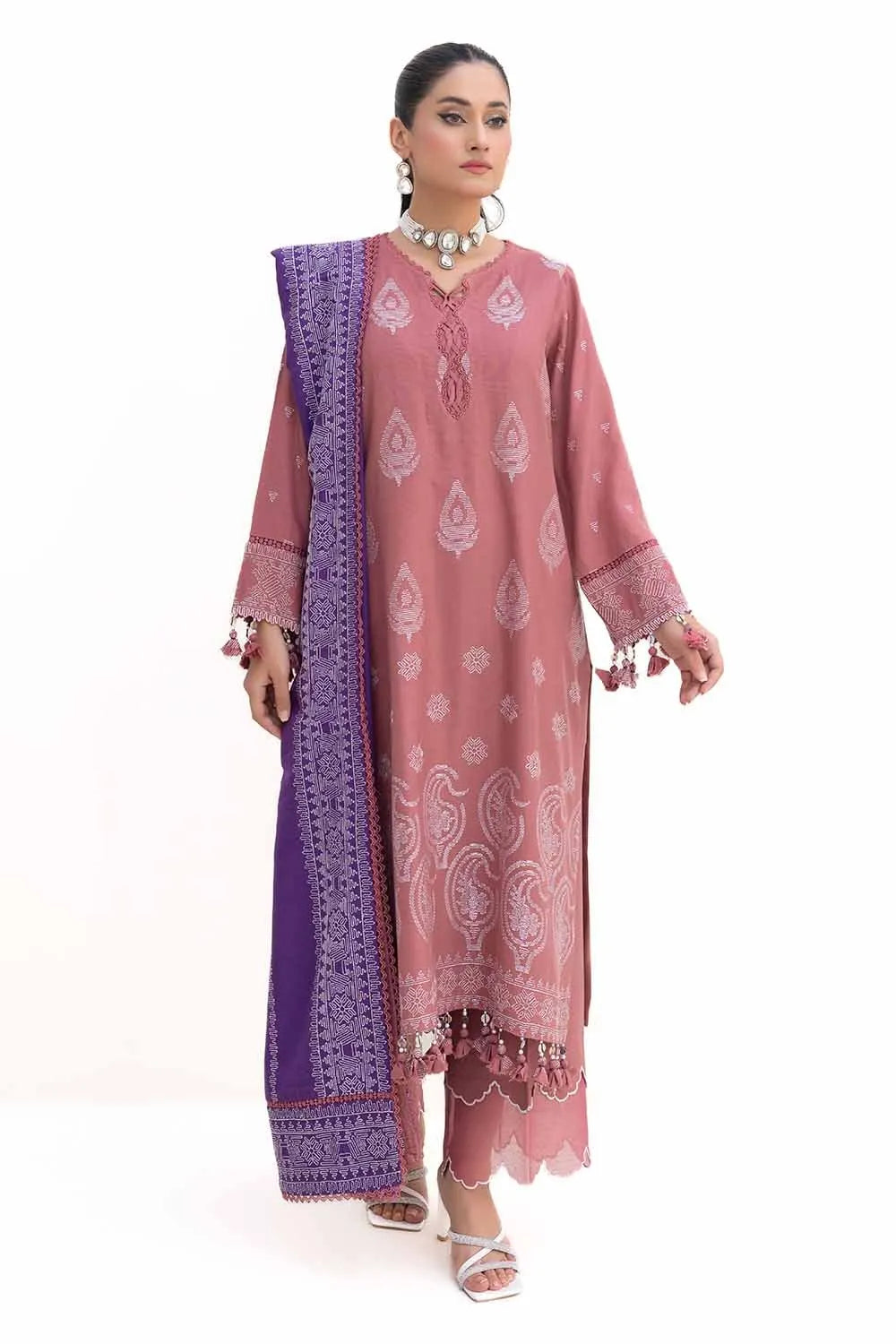 GUL AHEMD -3 Piece Unstitched Embroidered Acrylic Suit with Embroidered Acrylic Dupatta AP-42003