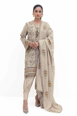 GUL AHMED -3 Piece Unstitched Embroidered Acrylic Suit with Embroidered Acrylic Dupatta AP-42007