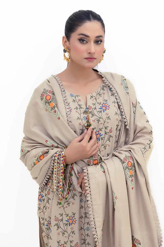 GUL AHMED -3 Piece Unstitched Embroidered Acrylic Suit with Embroidered Acrylic Dupatta AP-42007
