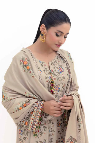 GUL AHMED -3 Piece Unstitched Embroidered Acrylic Suit with Embroidered Acrylic Dupatta AP-42007