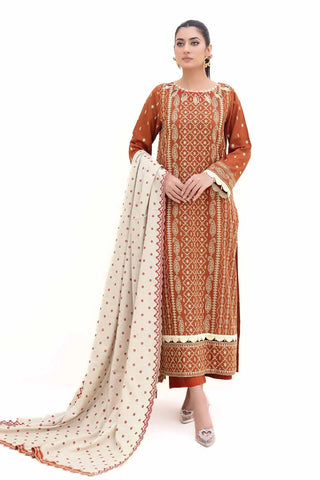 GUL AHMED -3PC Unstitched Embroidered Acrylic Suit with Embroidered Acrylic Dupatta AP-42011