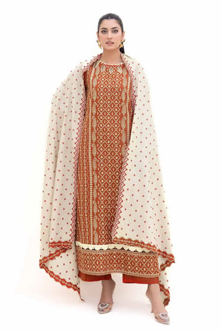 GUL AHMED -3PC Unstitched Embroidered Acrylic Suit with Embroidered Acrylic Dupatta AP-42011