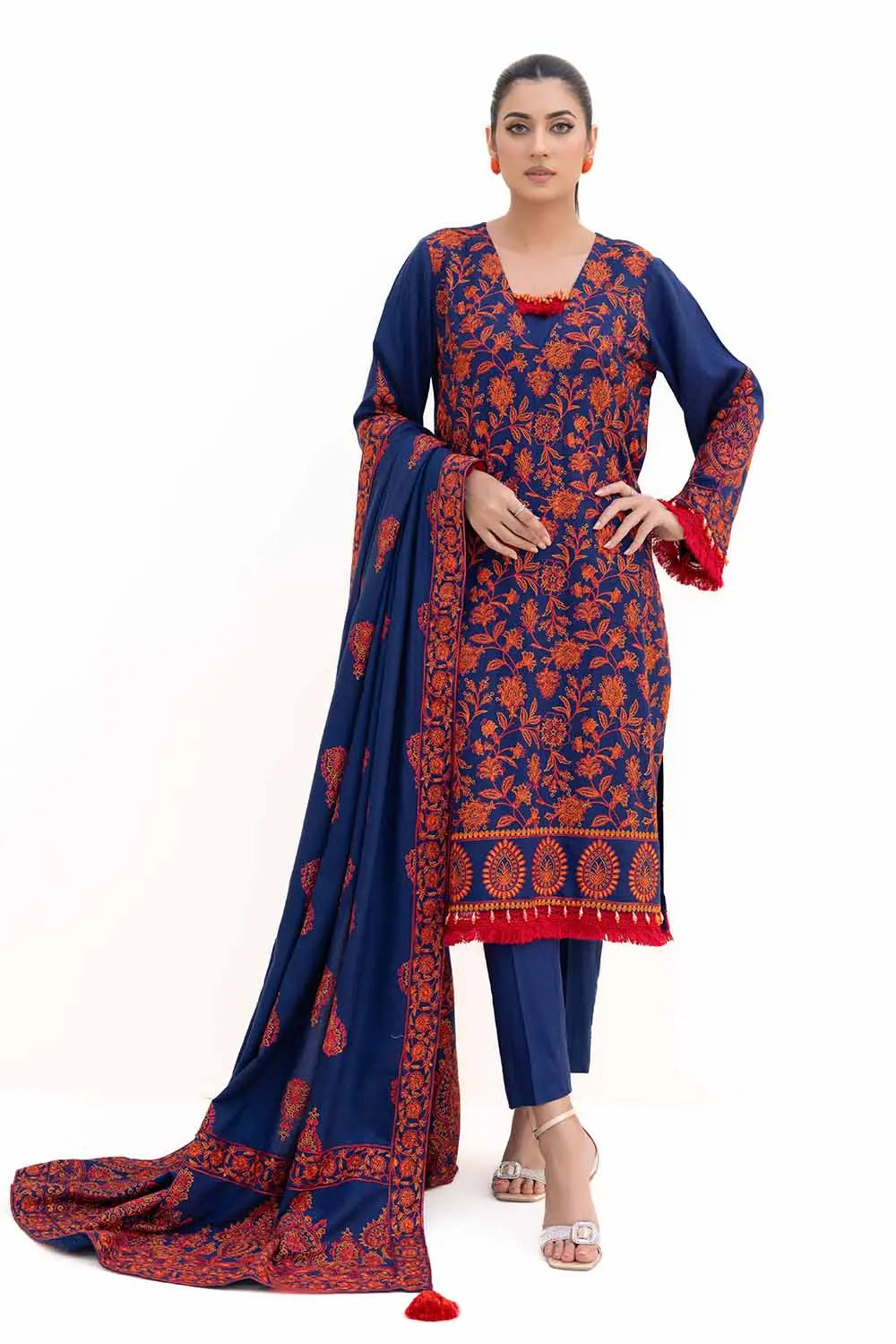 GUL AHEMD -3PC Unstitched Embroidered Acrylic Suit with Embroidered Acrylic Dupatta AP-42012