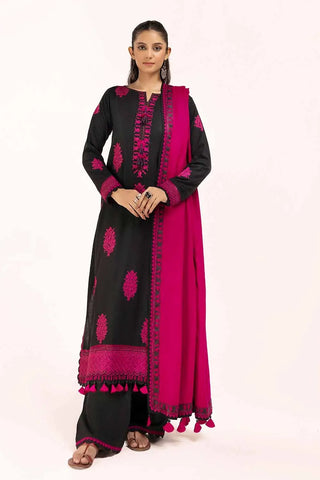 GUL AHMED -3 Piece Unstitched Embroidered Acrylic Suit with Embroidered Pashmina Dupatta AP-42016