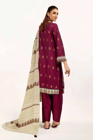 GUL AHEMD -3 Piece Unstitched Embroidered Jacquard Suit with Embroidered Pashmina Dupatta AP-42019