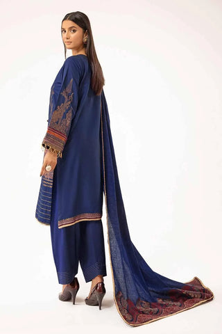 GUL AHMED -3 Piece Unstitched Gold Printed Khaddar Suit with Pashmina Shawl AP-42020