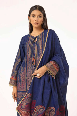 GUL AHMED -3 Piece Unstitched Gold Printed Khaddar Suit with Pashmina Shawl AP-42020