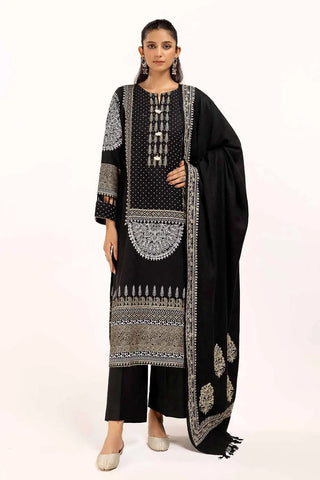 GUL AHMED -3 Piece Unstitched Gold and Lacquer Printed Arcylic Suit with Embroidered Lacquer Pashmina Dupatta AP-42021