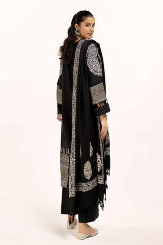 GUL AHMED -3 Piece Unstitched Gold and Lacquer Printed Arcylic Suit with Embroidered Lacquer Pashmina Dupatta AP-42021