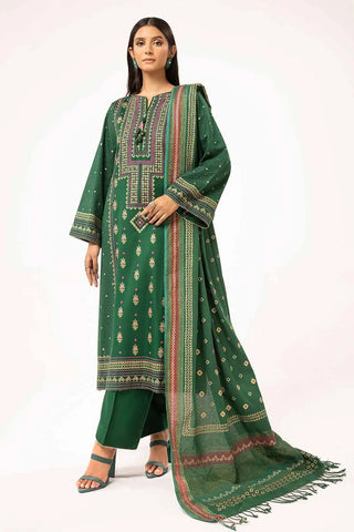 GUL AHMED -3 Piece Unstitched Gold and Lacquer Printed Suit with Gold and Lacquer Printed Acrylic Dupatta AP-42028