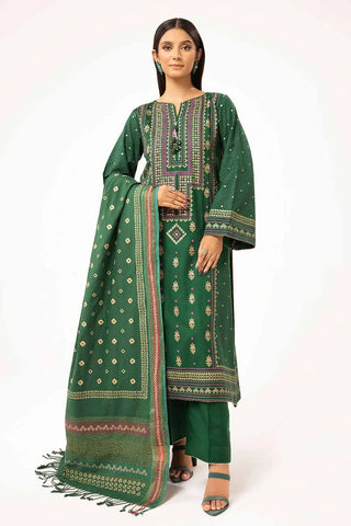 GUL AHMED -3 Piece Unstitched Gold and Lacquer Printed Suit with Gold and Lacquer Printed Acrylic Dupatta AP-42028