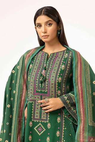 GUL AHMED -3 Piece Unstitched Gold and Lacquer Printed Suit with Gold and Lacquer Printed Acrylic Dupatta AP-42028