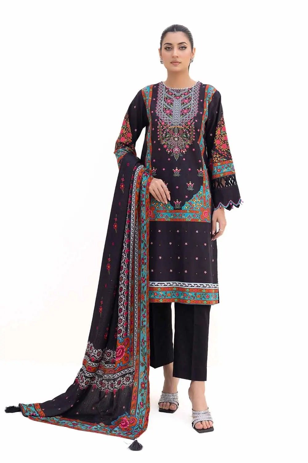 GUL AHEMD -3PC Unstitched Printed Khaddar Suit with Printed Pashmina Dupatta AP-42030