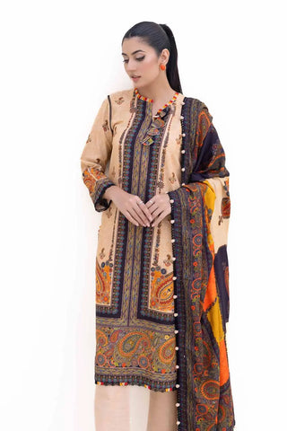 GUL AHMED -3PC Unstitched Printed Khaddar Suit with Printed Pashmina Dupatta AP-42031