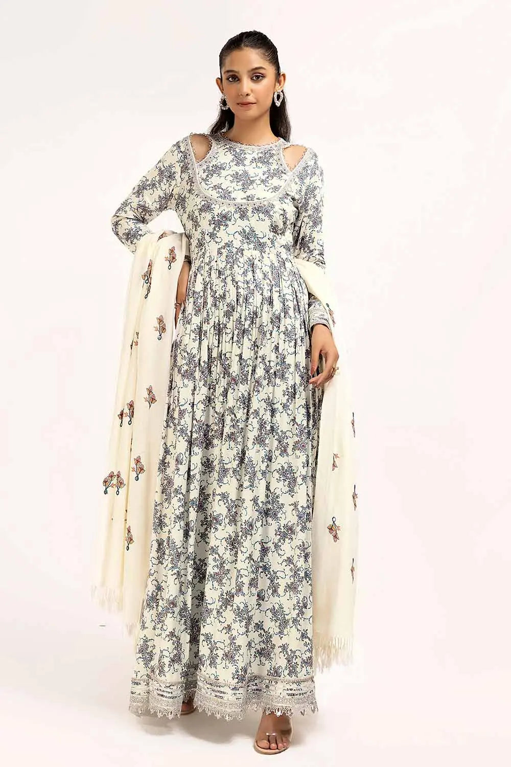 GUL AHMED -3 Piece Unstitched Printed Cotail Suit with Embroidered Acrylic Dupatta AP-42039