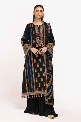 GUL AHMED-3 Piece Unstitched Gold and Lacquer Printed Suit with Gold and Lacquer Printed Acrylic Dupatta AP-42040