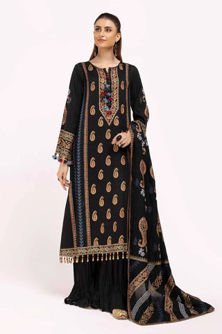 GUL AHMED-3 Piece Unstitched Gold and Lacquer Printed Suit with Gold and Lacquer Printed Acrylic Dupatta AP-42040