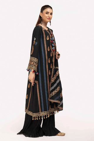 GUL AHMED-3 Piece Unstitched Gold and Lacquer Printed Suit with Gold and Lacquer Printed Acrylic Dupatta AP-42040