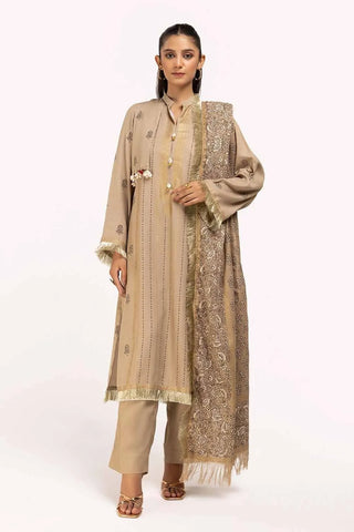GUL AHMED -3 Piece Unstitched Gold and Lacquer Printed Suit with Gold and Lacquer Printed Acrylic Dupatta AP-42041