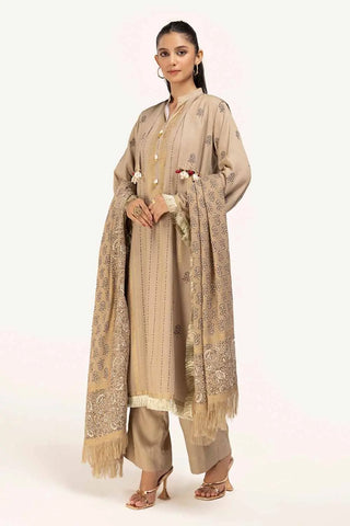 GUL AHMED -3 Piece Unstitched Gold and Lacquer Printed Suit with Gold and Lacquer Printed Acrylic Dupatta AP-42041