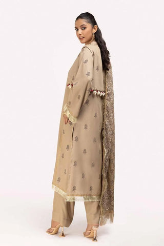 GUL AHMED -3 Piece Unstitched Gold and Lacquer Printed Suit with Gold and Lacquer Printed Acrylic Dupatta AP-42041