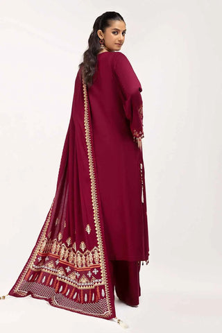 GUL AHMED -3 Piece Unstitched Embroidered Acrylic Suit with Gold and Lacquer Printed Acrylic Dupatta AP-42043