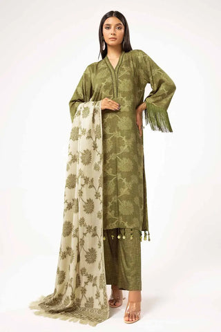 GUL AHEMD -3 Piece Unstitched Printed Linen Suit with Pashmina Dupatta AP-42047