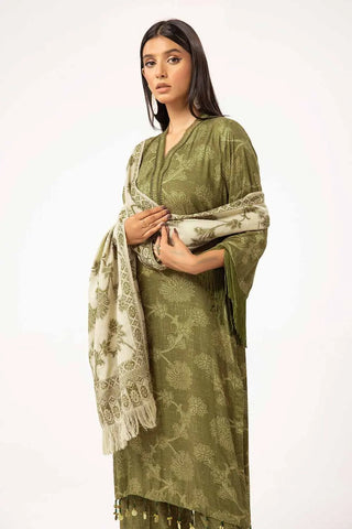 GUL AHEMD -3 Piece Unstitched Printed Linen Suit with Pashmina Dupatta AP-42047