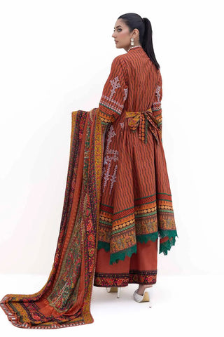 GUL AHMED -3PC Unstitched Embroidered Khaddar Suit with Printed Pashmina Dupatta AP-42048