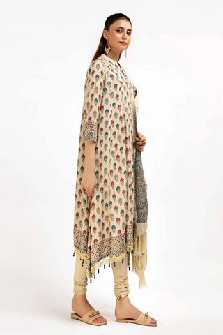 3 Piece Unstitched Printed Linen Suit with Embroidered Printed Pashmina Dupatta AP-42049