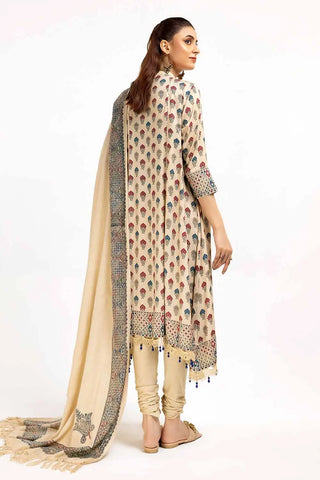 3 Piece Unstitched Printed Linen Suit with Embroidered Printed Pashmina Dupatta AP-42049
