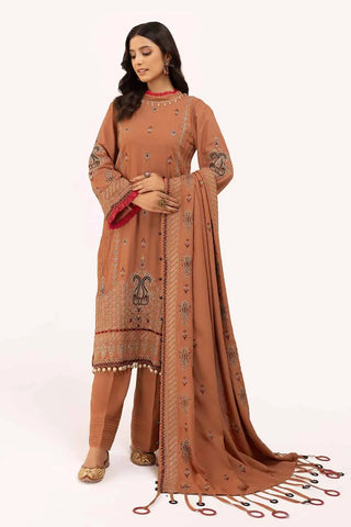 GUL AHEMD -3 Piece Unstitched Embroidered Karandi Suit with Embroidered Karandi Dupatta AY-42005