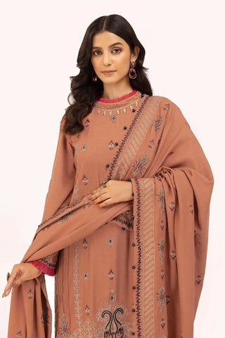 GUL AHEMD -3 Piece Unstitched Embroidered Karandi Suit with Embroidered Karandi Dupatta AY-42005