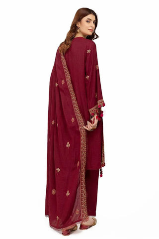 GUL AHEMD -3 Piece Unstitched Embroidered Karandi Suit with Embroidered Karandi Dupatta AY-42006