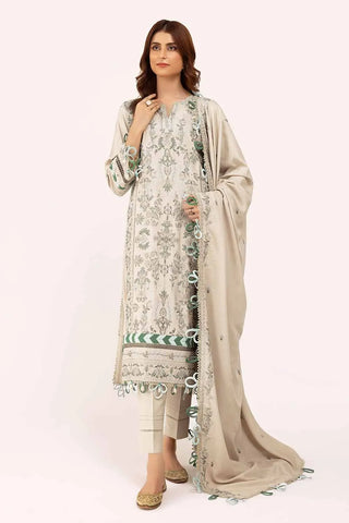 GUL AHMED -3 Piece Unstitched Embroidered Karandi Suit with Embroidered Karandi Dupatta AY-42007