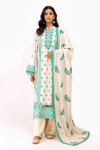 3 Piece Unstitched Embroidered Karandi Suit with Embroidered Karandi Dupatta AY-42008