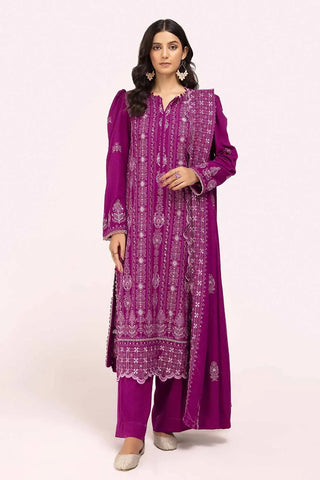 GUL AHMED -3 Piece Unstitched Embroidered Karandi Suit with Embroidered Karandi Dupatta AY-42009