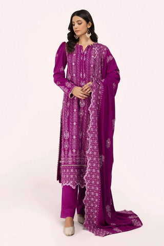 GUL AHMED -3 Piece Unstitched Embroidered Karandi Suit with Embroidered Karandi Dupatta AY-42009