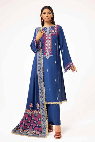GUL AHMED -3 Piece Unstitched Embroidered Karandi Suit with Gold and Lacquer Printed Karandi Dupatta AY-42010
